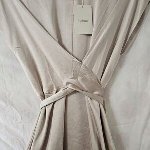 Bohme Tan Gold Pleated Sheath Dress Wedding